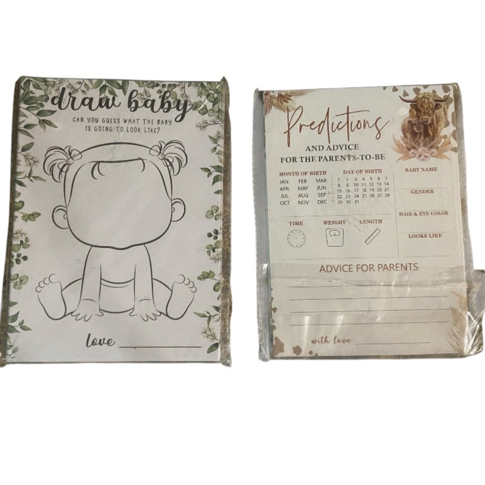 Baby Shower Prediction Cards and Drawing Game.. new